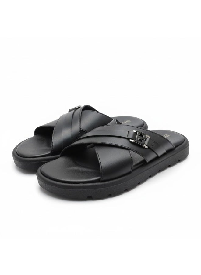 Stylish men's slippers with a modern and comfortable design – genuine leather and non-slip orthopedic sole, available in various sizes and colors. - Image 5